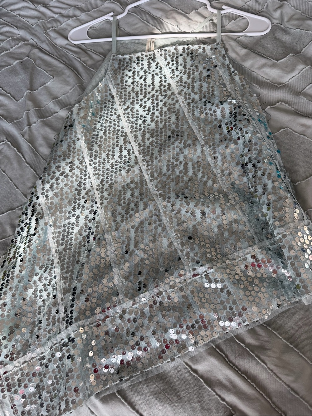 Anthropologie Silver Sequin Top